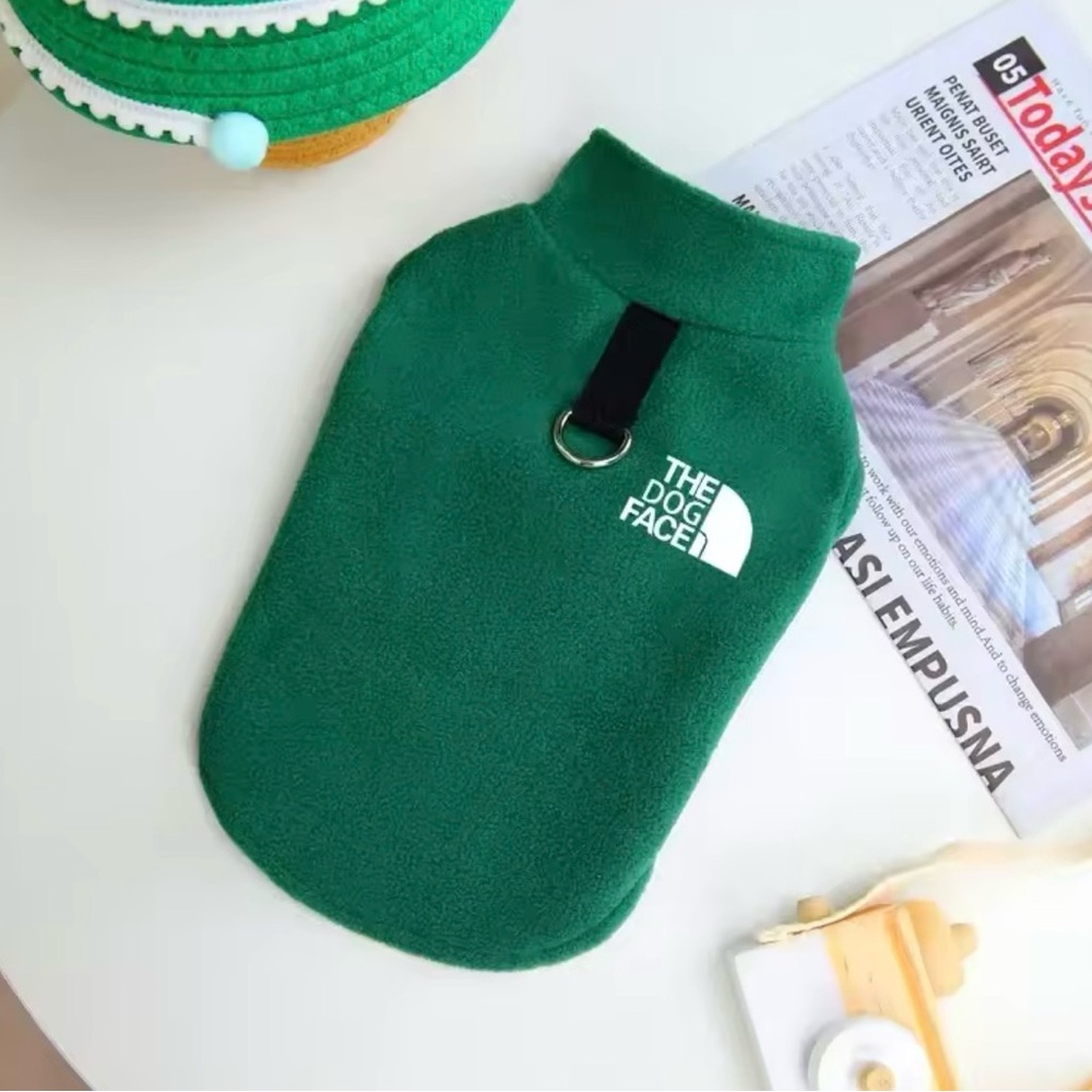The Dog Face Green Fleece Dog Jacket